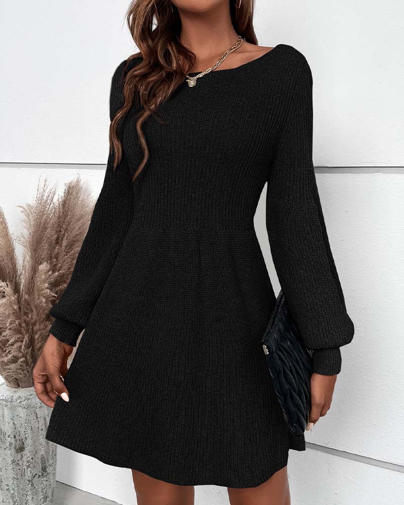 Round neck single-coloured dress