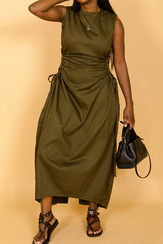 Fashion Drawstring Pleated Vintage Dress