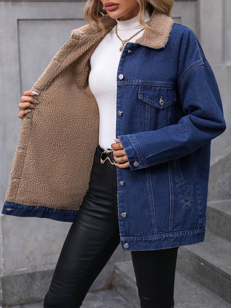 Linda | Casual denimjakke med fleecefor