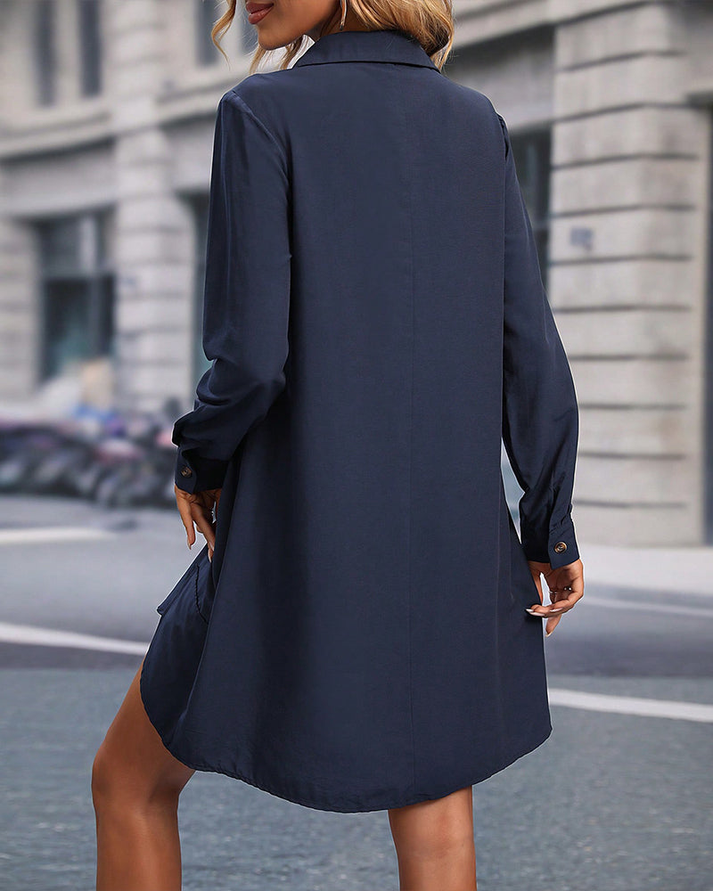 One-color elegant shirt dress