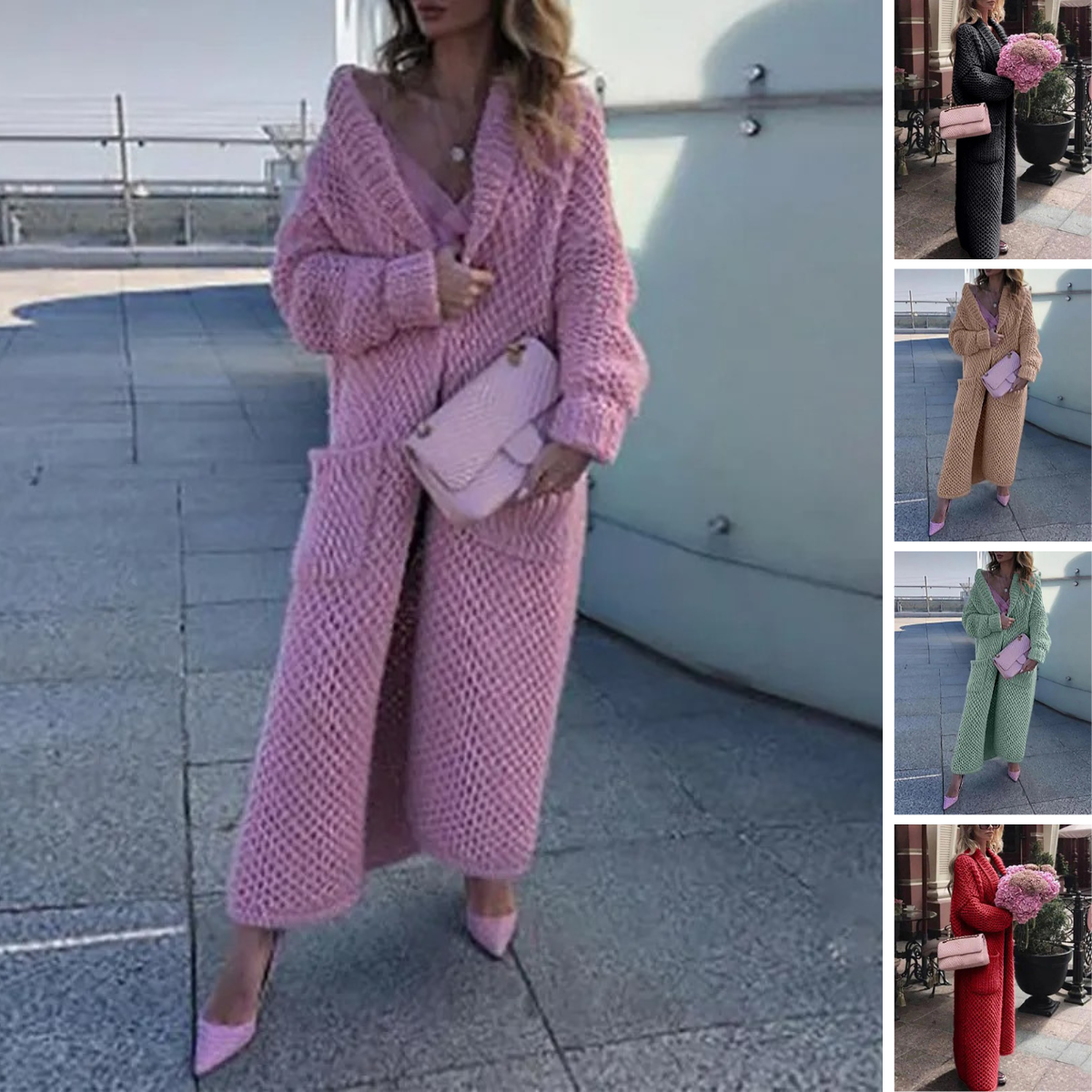 Daisy – Pulover cardigan elegant, lung, lejer