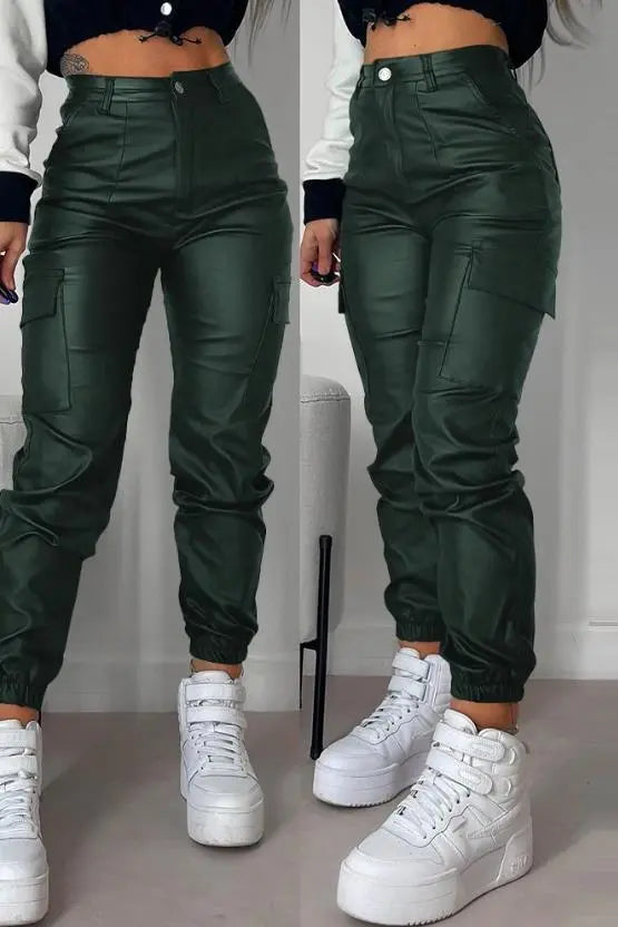 Y2K | Pantaloni cargo din piele