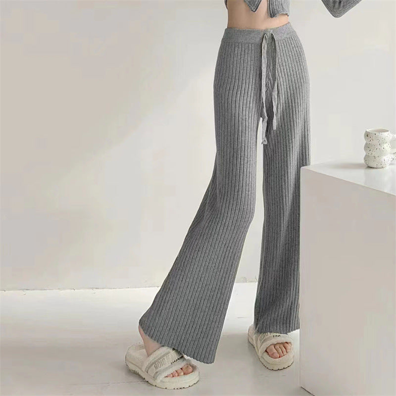 Anja - Relaxed striped knitted trousers with wide legs