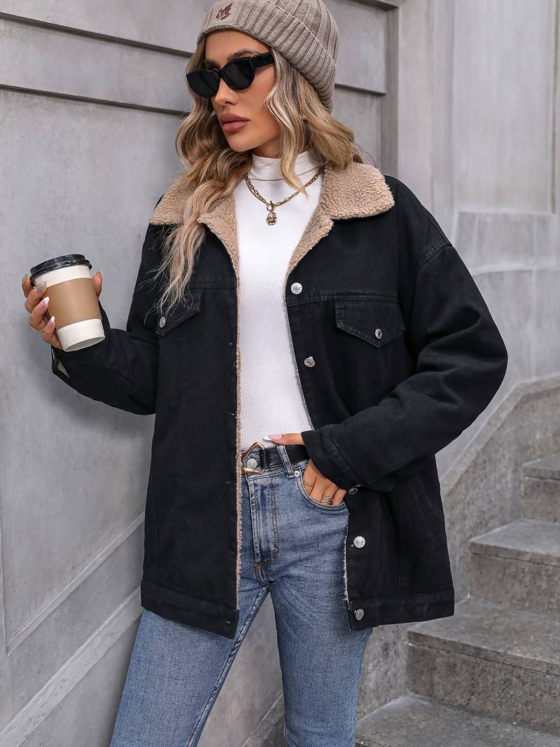 Linda | Casual denimjakke med fleecefor