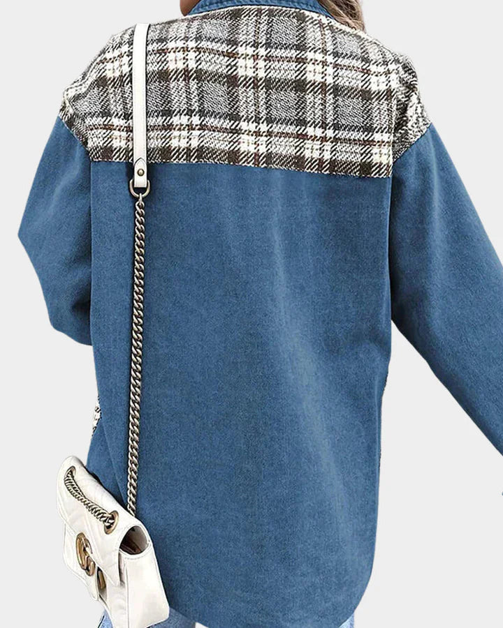 Olivia | Checkered Denim Jacket