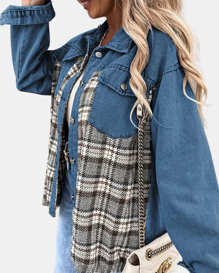 Olivia | Checkered Denim Jacket