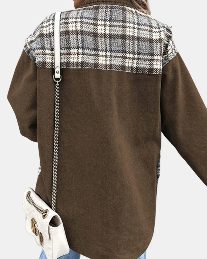 Olivia | Checkered Denim Jacket