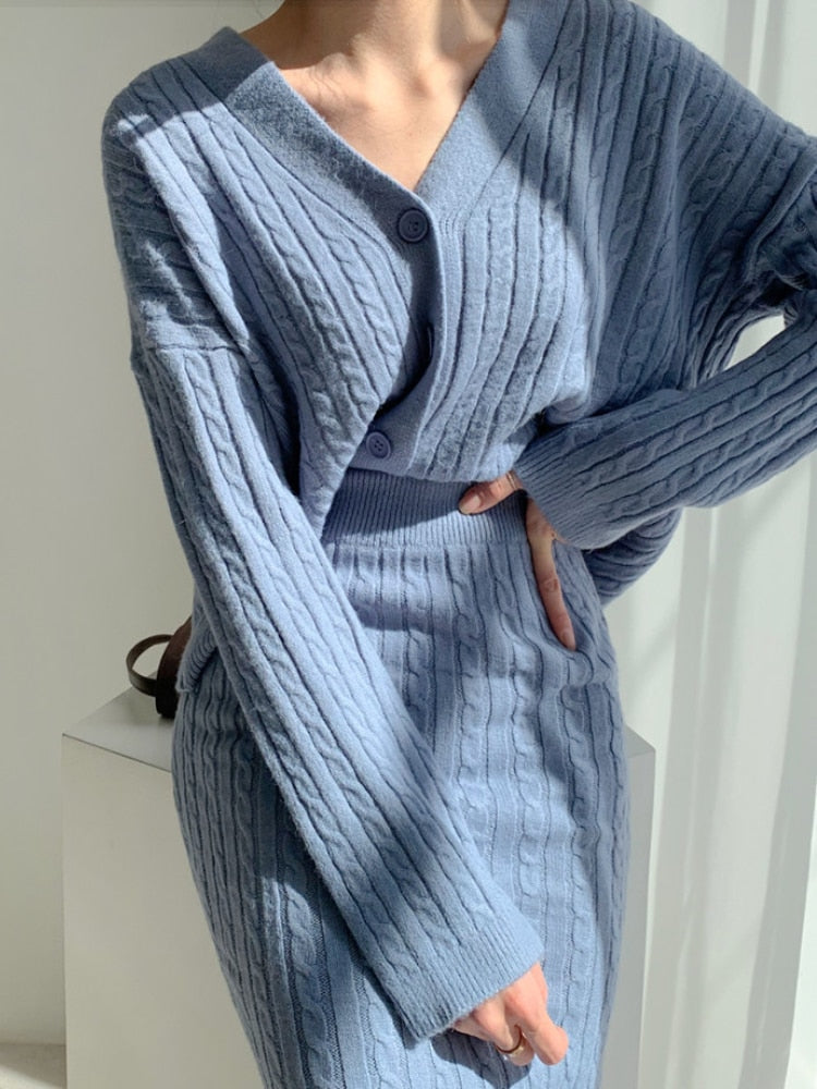 Lily | Knitted top and skirt set