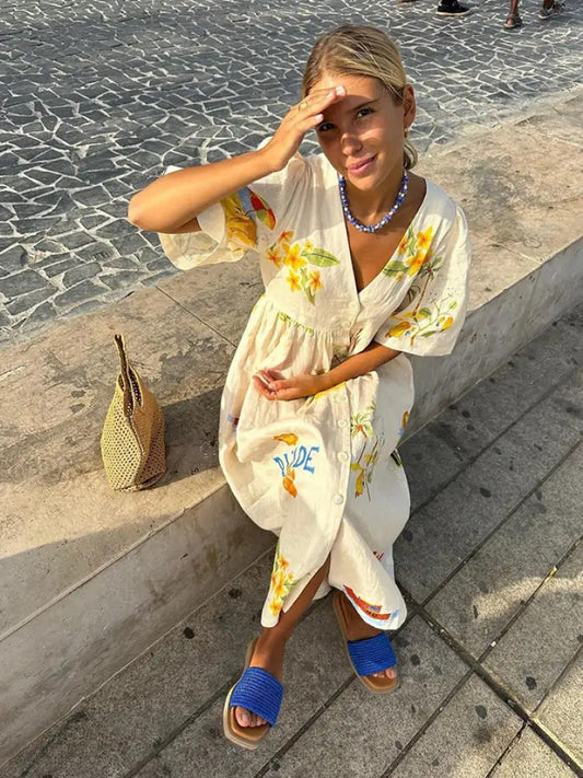 Giorgia™ - Elegant kjole med tegneserieprint