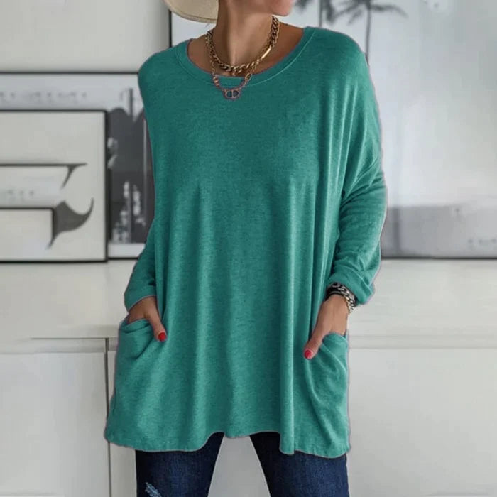 Cariel - Fashion Tunic Top Bag Loose Round Neck Long Sleeve