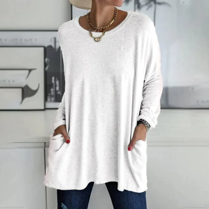 Cariel - Fashion Tunic Top Bag Loose Round Neck Long Sleeve