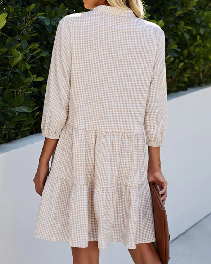 Anna | Stand-up collar with check print