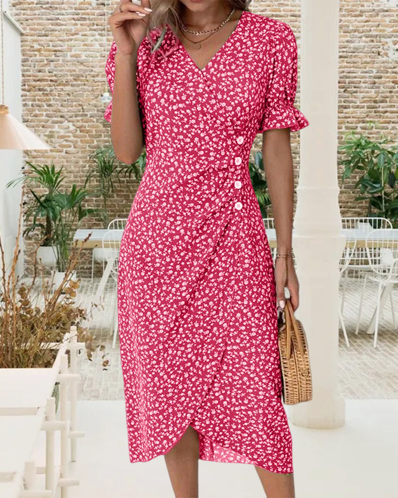 Floral print dress with short sleeves