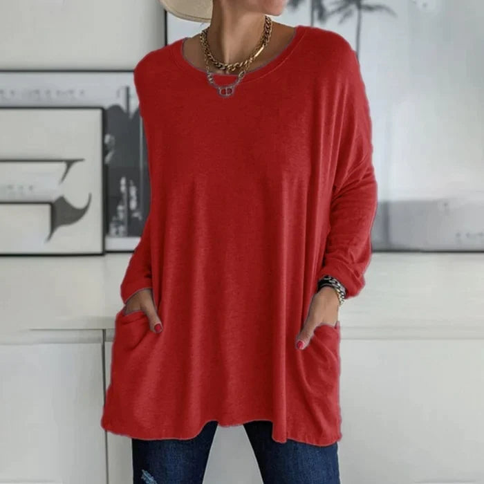 Cariel - Fashion Tunic Top Bag Loose Round Neck Long Sleeve