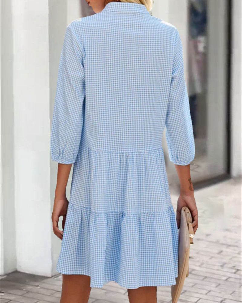 Anna | Stand-up collar with check print