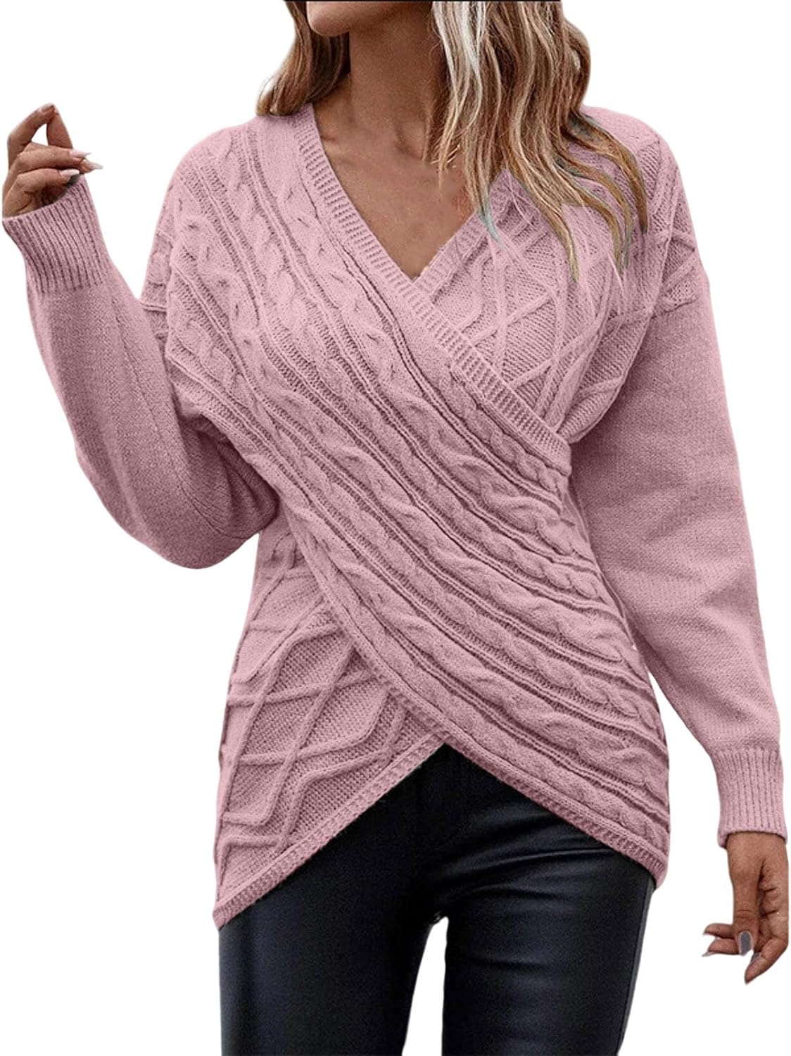 Single Colored V-Neck and Long Sleeve Pullovers