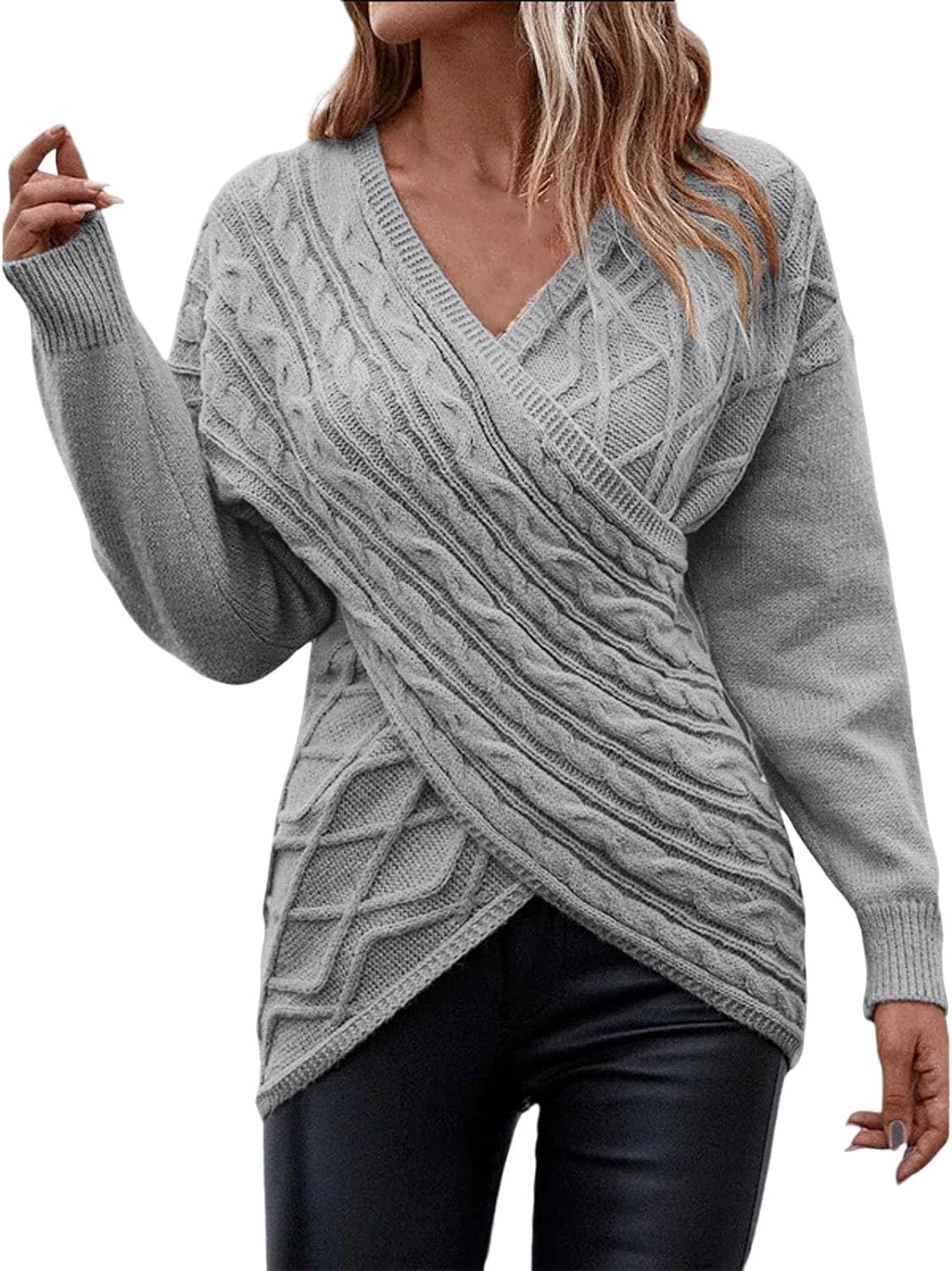 Single Colored V-Neck and Long Sleeve Pullovers