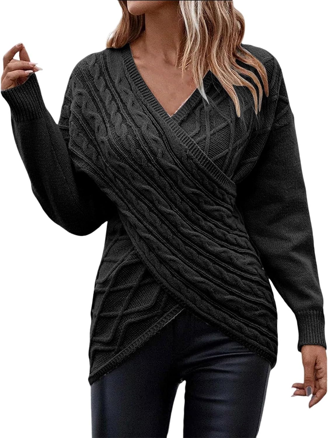 Single Colored V-Neck and Long Sleeve Pullovers