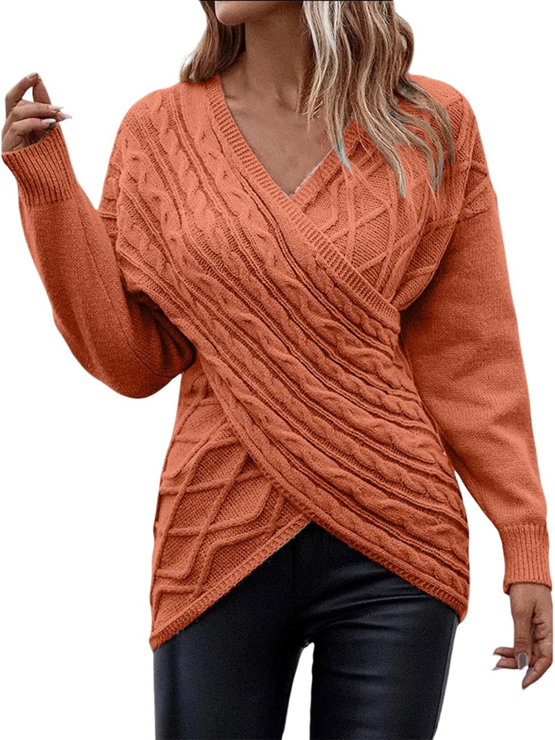 Single Colored V-Neck and Long Sleeve Pullovers