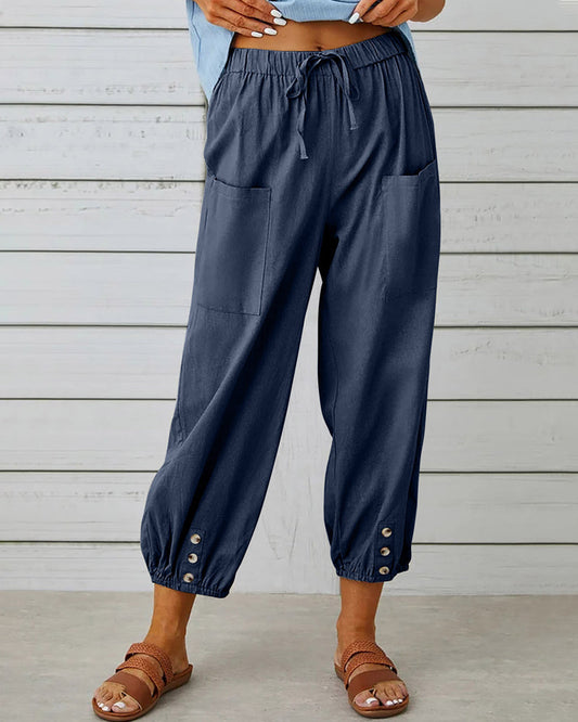 High-waisted loose trousers