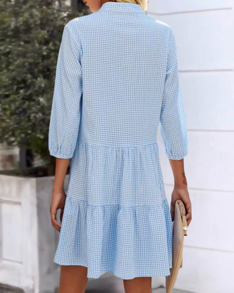 Anna | Stand-up collar with check print