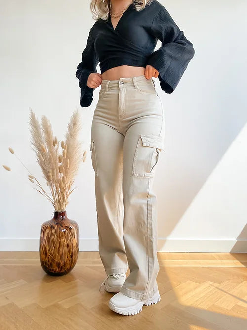 Cargo Jeans med stretch og brede ben