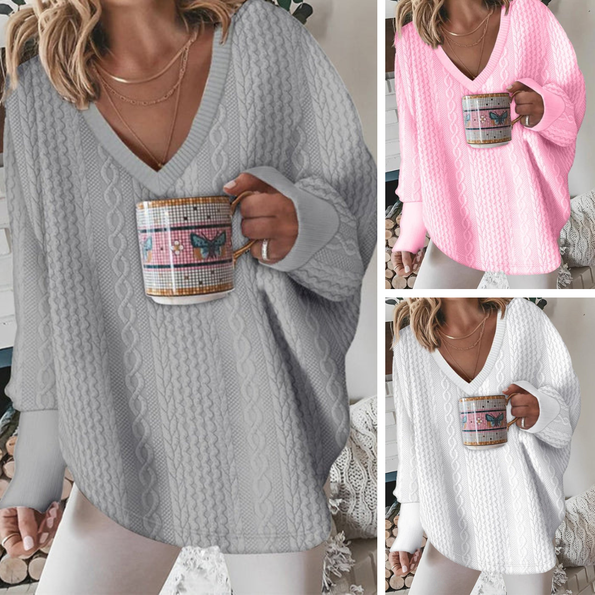 Shela - Classic V-neck sweatshirt for effortless style and warmth