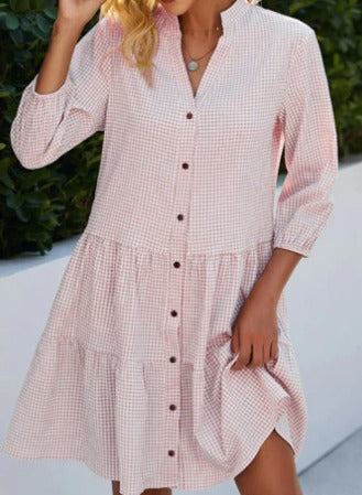 Anna | Stand-up collar with check print