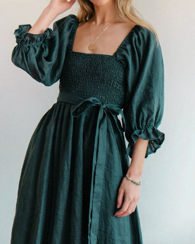 OPHELIA™ | FRENCH DRESS WITH RUFFLED SLEEVES