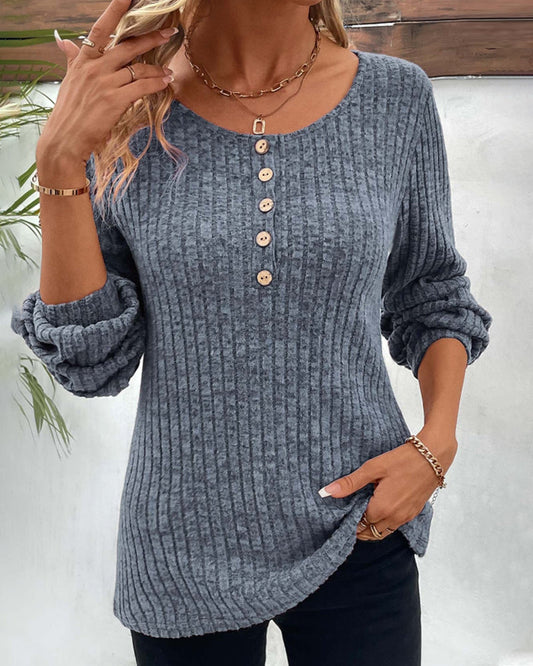 Angelica - Sweater med rund knap