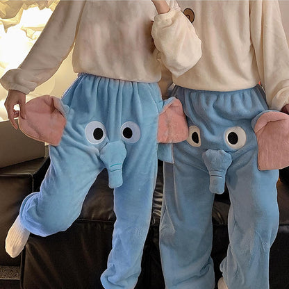 Elephant Pajama Pants Men Cartoon Elephant Trunk Pants with Big Nose and Ears