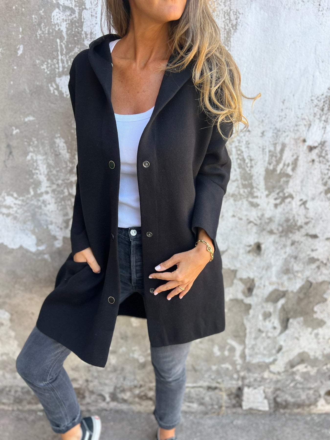 ELISA | Casual single-breasted hooded blazer