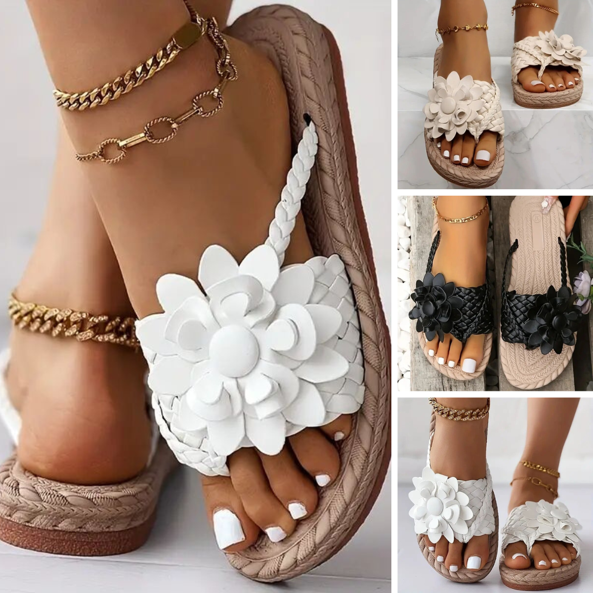 Bettie - 2023 Orthopaedic slippers in boho style with flowers