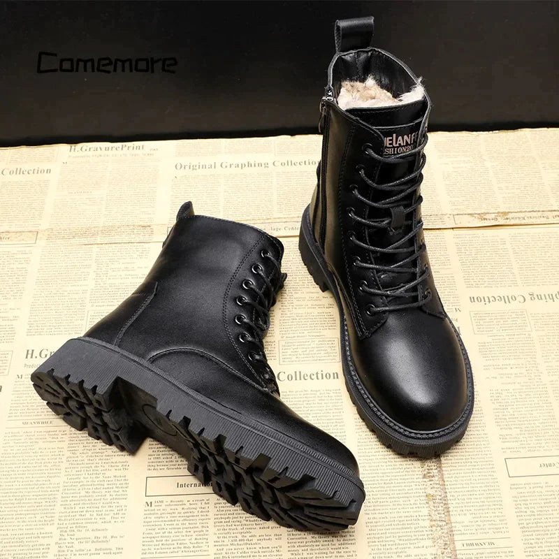 Daphne - Black winter leather boots