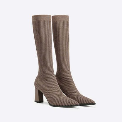 Gemma Knitted boots with a stylish heel for women
