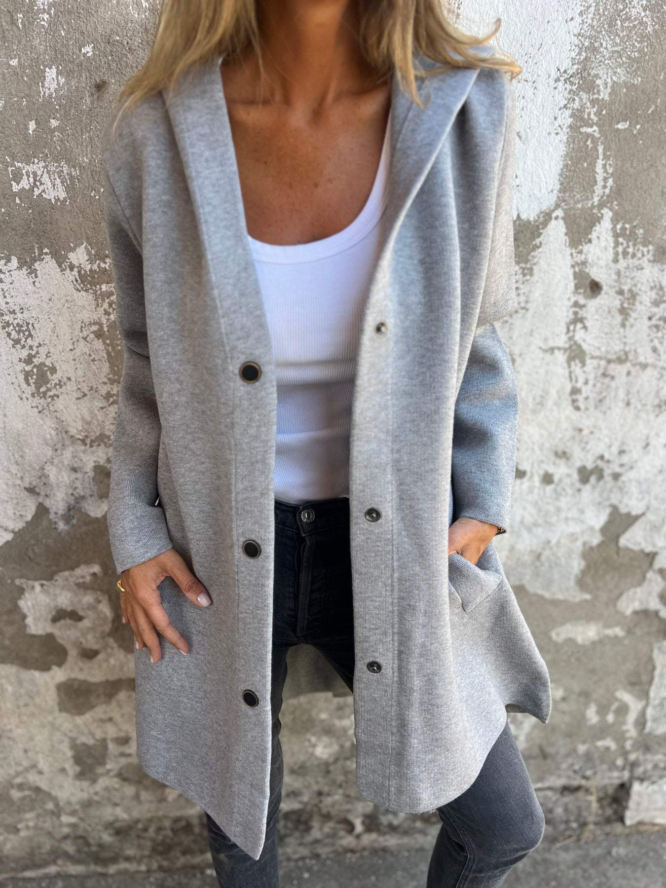 ELISA | Casual single-breasted hooded blazer