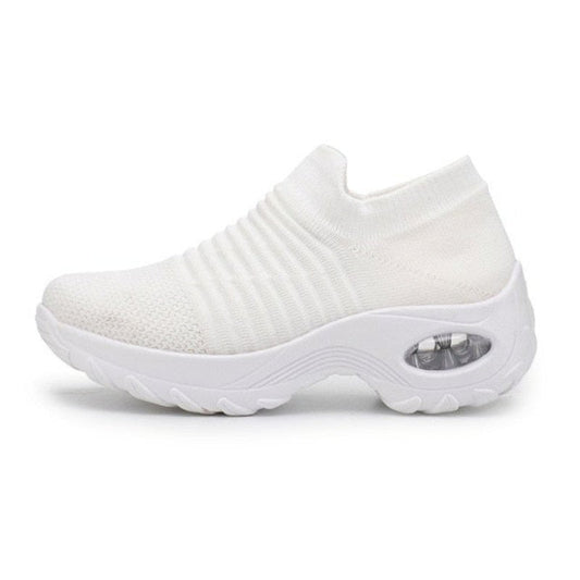 Breathable No-Tie Stretch Shoes - White