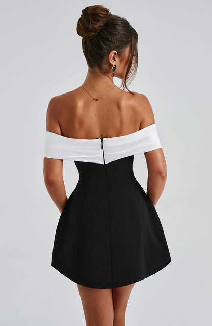 NOIR MINI DRESS - BLACK/WHITE