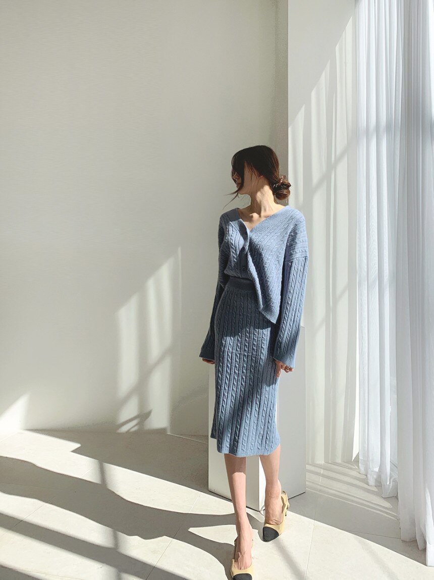 Lily | Knitted top and skirt set
