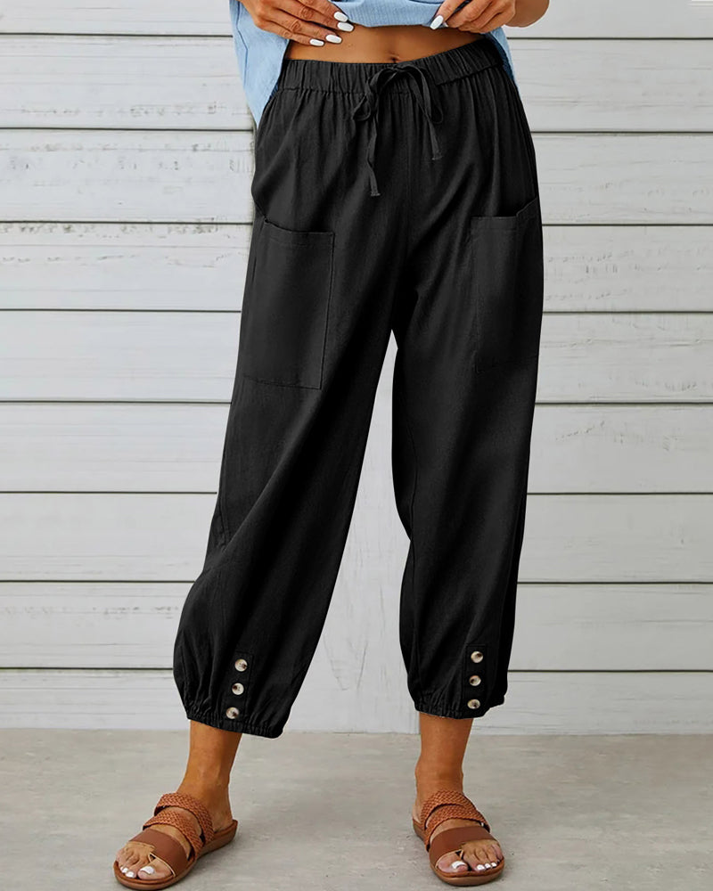 High-waisted loose trousers