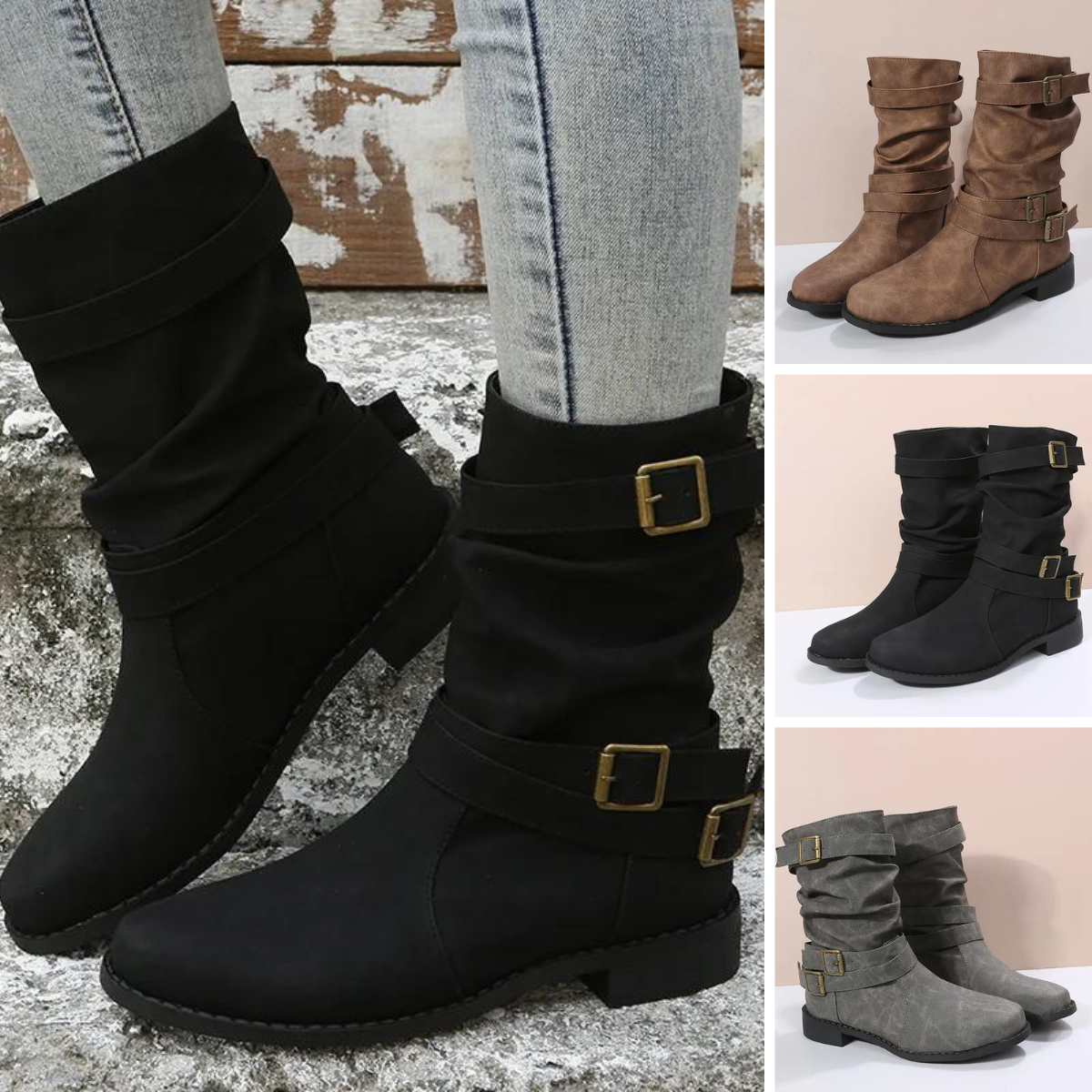 Cilly - The new fashion round toe with metal ornament ankle boot