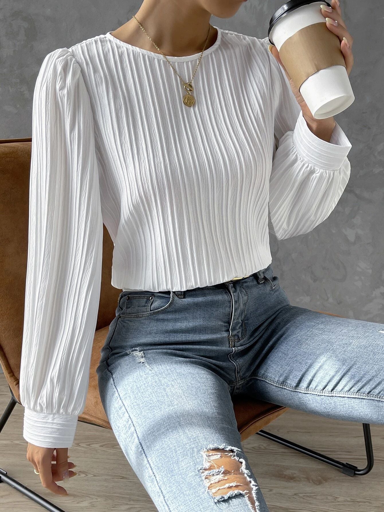 Eefje - Casual blouse met ronde halslijn