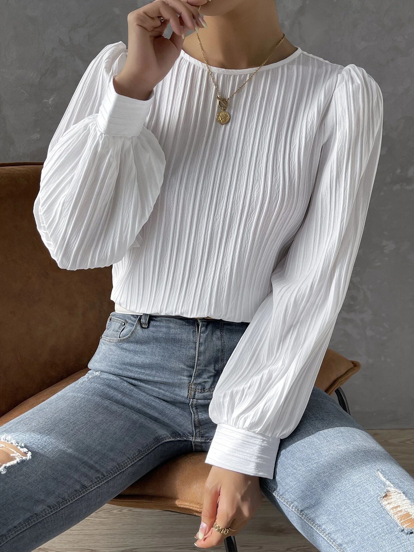Eefje - Casual Blouse Round Neckline