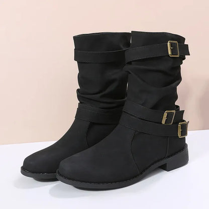 Cilly - The new fashion round toe with metal ornament ankle boot