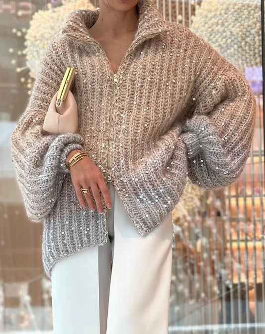 Selina - The elegant glittery silk cardigan sweater